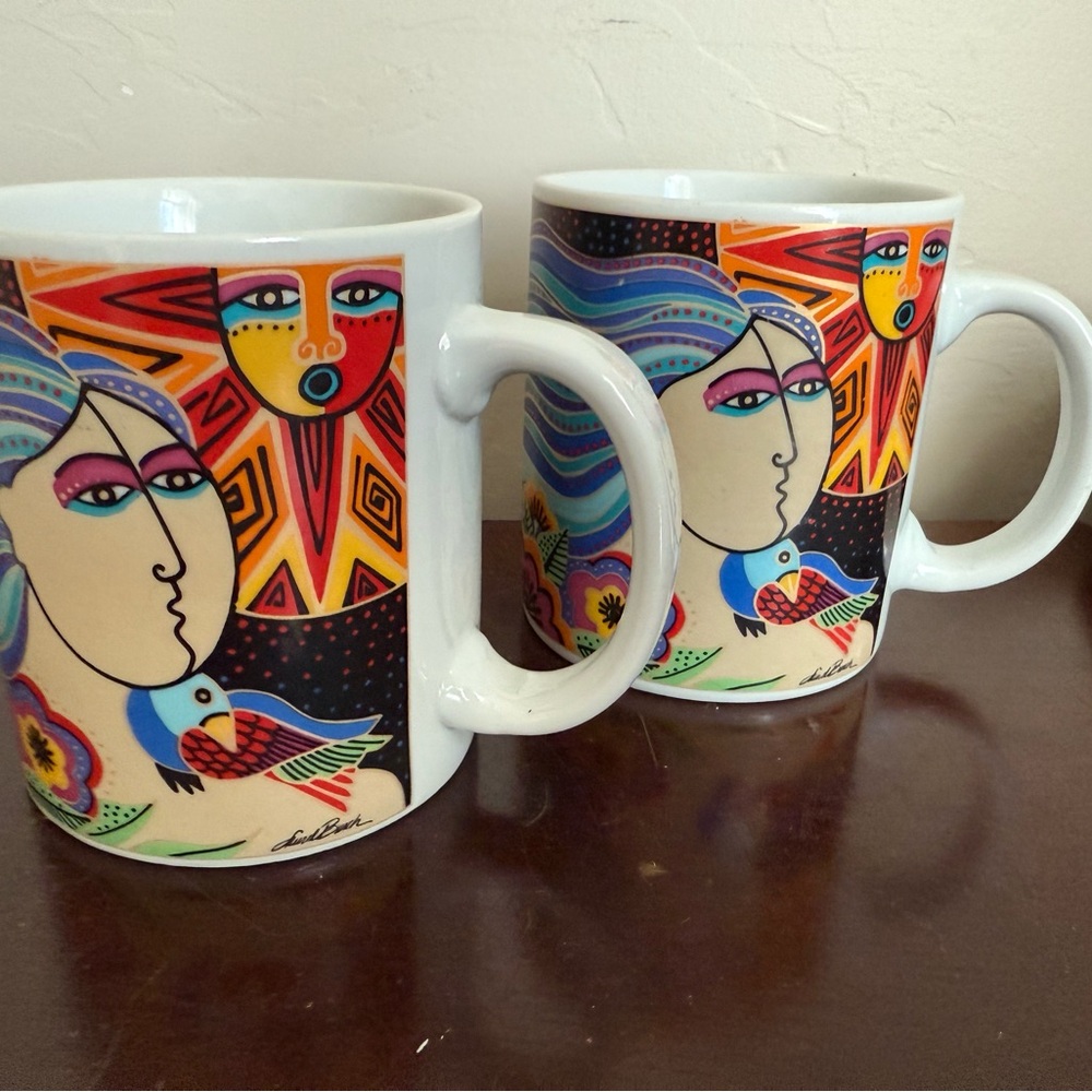 2 Laurel Burch Collection “The Spirit Of Womenkind” Coffee Mugs 1995